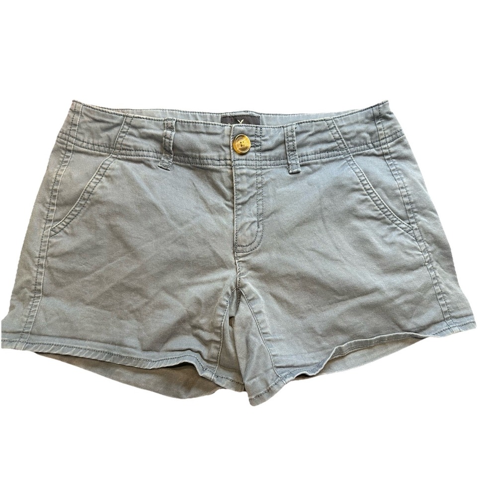 Vtg Y2K American Eagle Jean Shorts Womens 4 Blue Distressed Low Rise Shorty